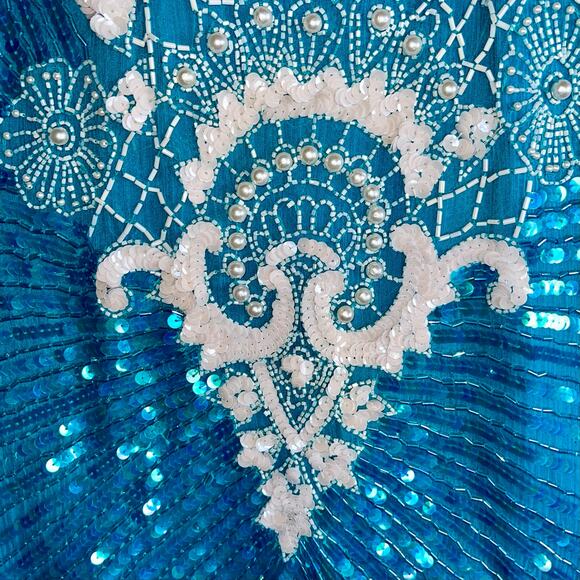 Lillie Rubin VTG Beaded Silk Sheath Dress Vintage Sequins - Picture 11 of 12